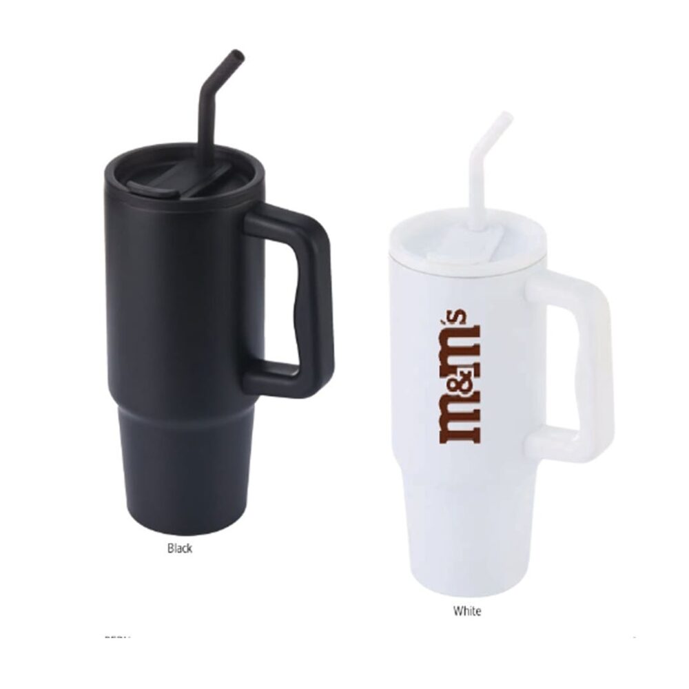 BERN - Recycled Stainless Steel Tumbler with Reusable Straw - Black - Image 4