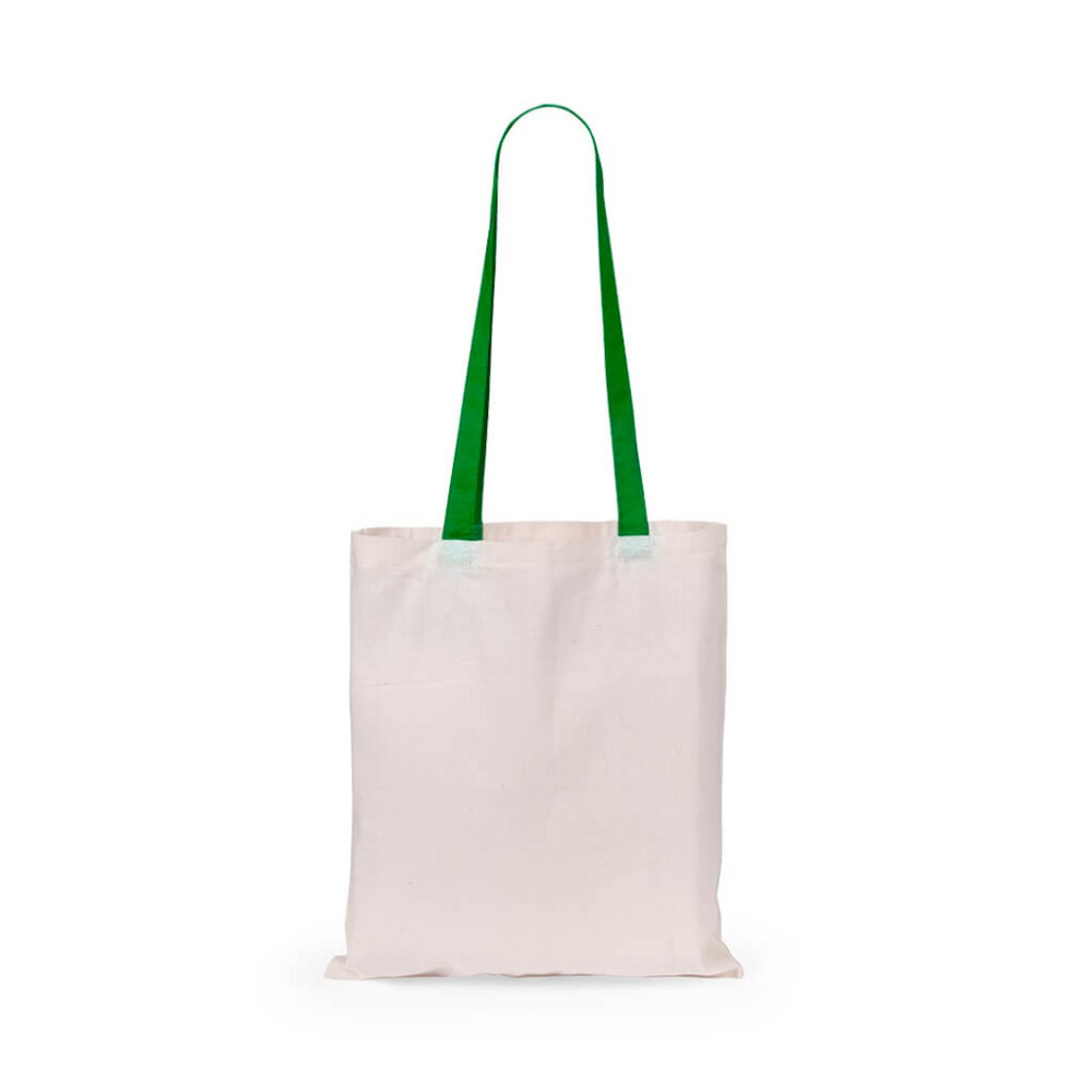 Cotton Shopping Bag - Green Handle - Image 2