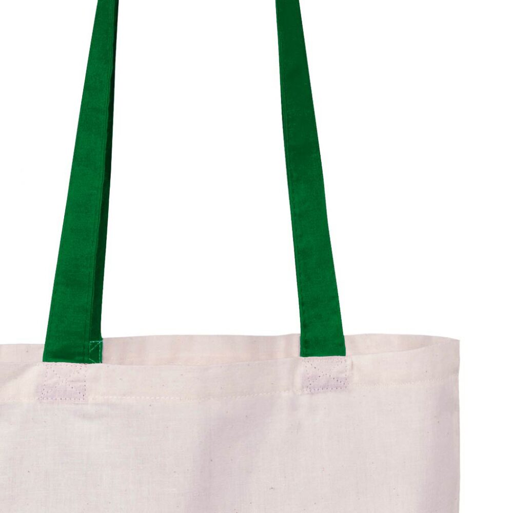 Cotton Shopping Bag - Green Handle - Image 3