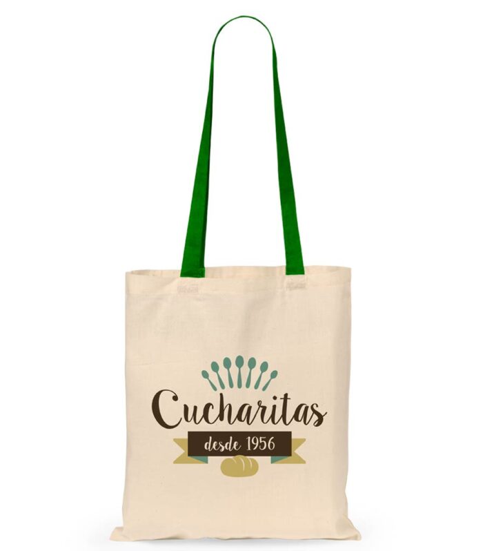 Cotton Shopping Bag - Green Handle