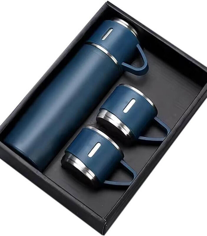 SAFFLE - Giftology Family Set of Vacuum Flask & Two Cups - Navy Blue