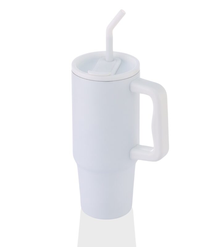 BERN - Recycled Stainless Steel Tumbler with Reusable Straw - White