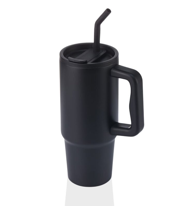 BERN - Recycled Stainless Steel Tumbler with Reusable Straw - Black