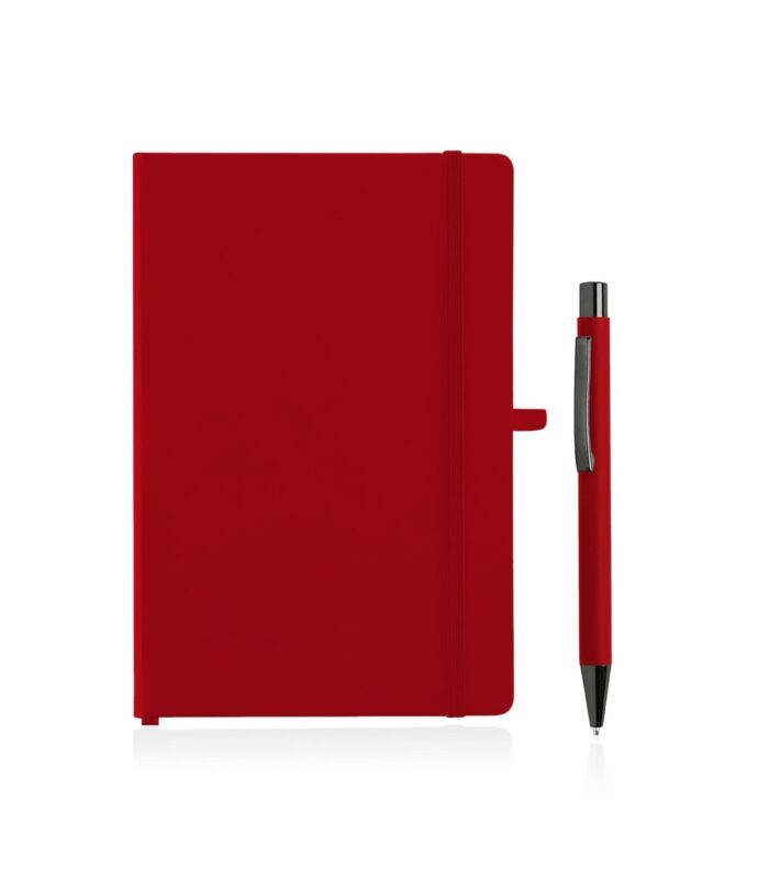 BORNA - Giftology A5 Hard Cover Notebook and Pen Set - Red