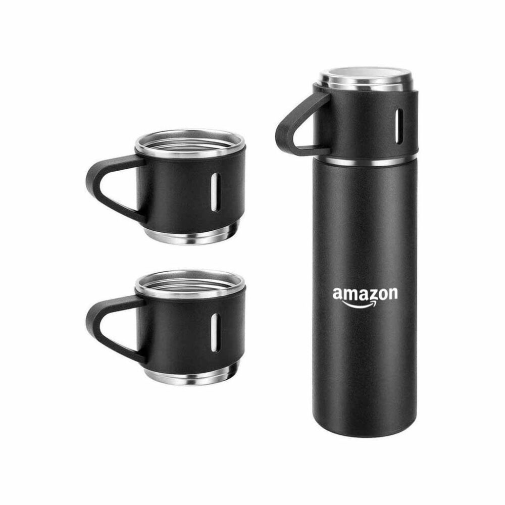 SAFFLE - Giftology Family Set of Vacuum Flask & Two Cups - Black - Image 3